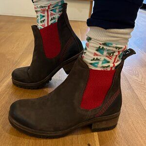 Bueno Leather Ankle Boots - Size 39 - Colour Brown with Red accent